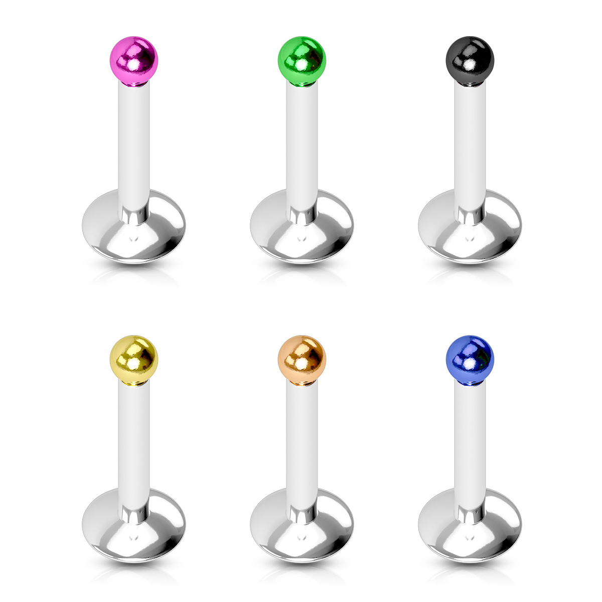Labret med liten titaniumsbelagt kule