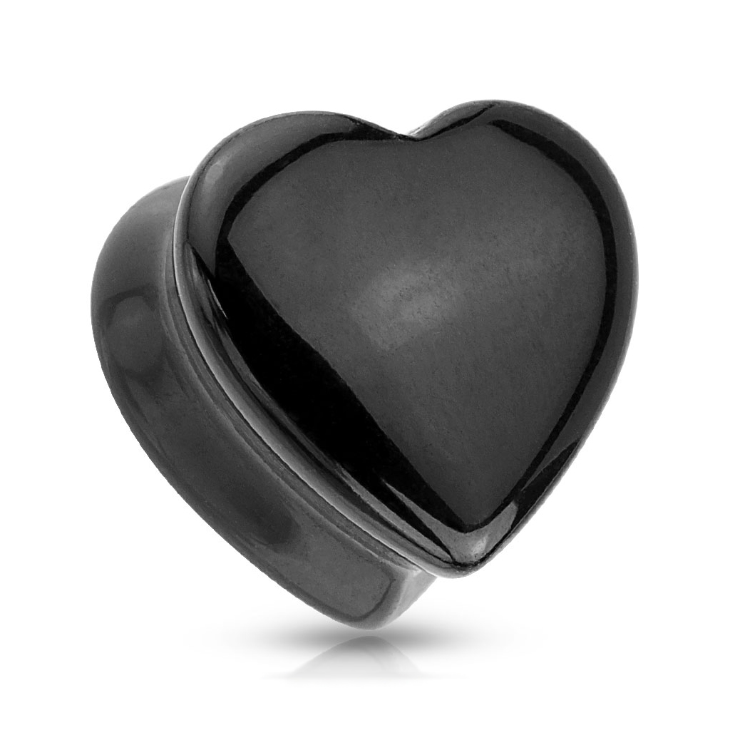 Hjerteformet plugg av svart onyks