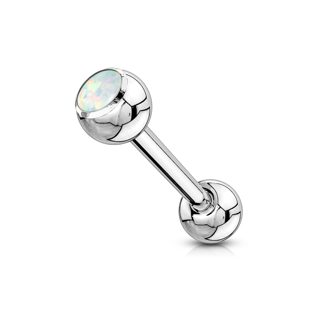 Tungepiercing med opalkule