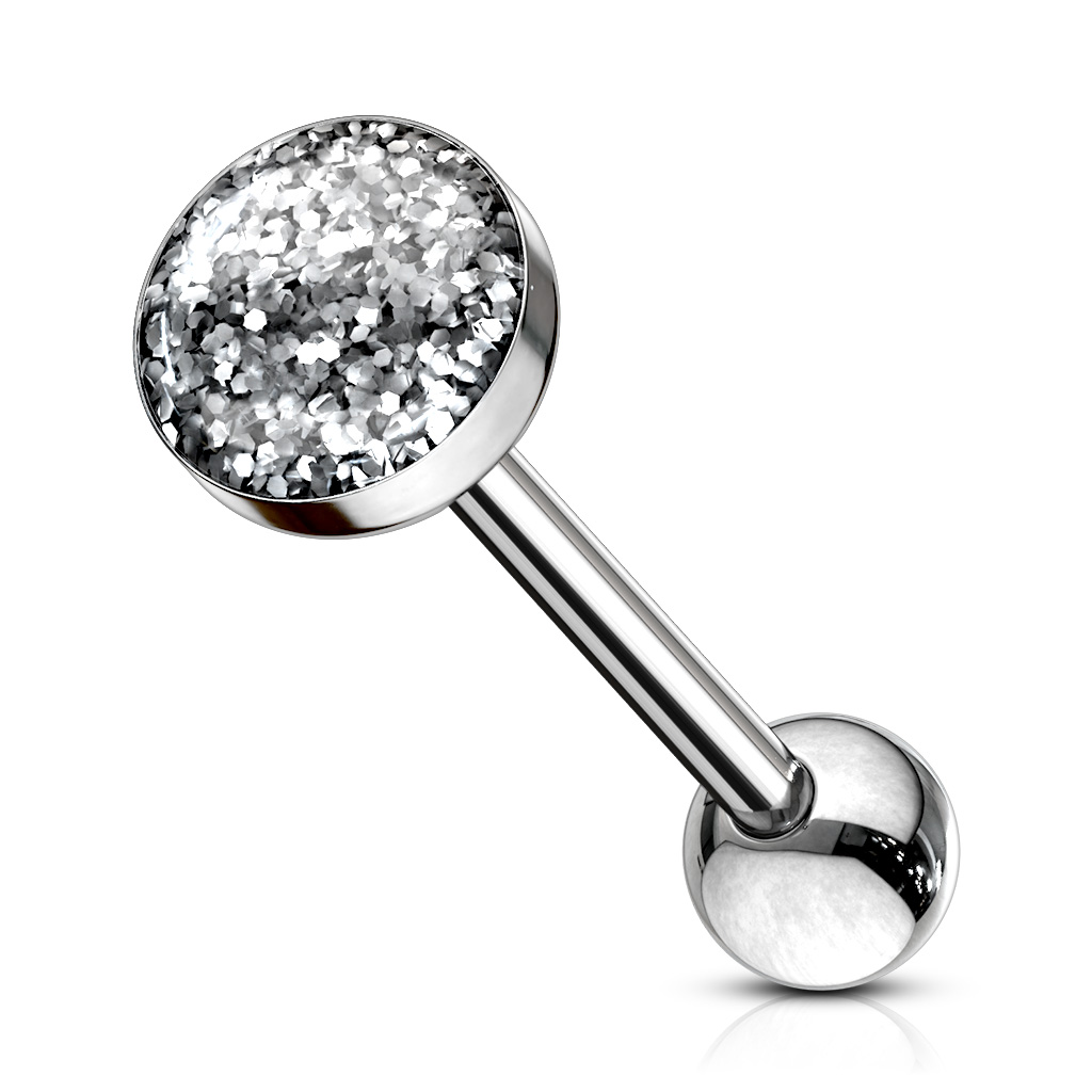 Tungepiercing med glimmerkule