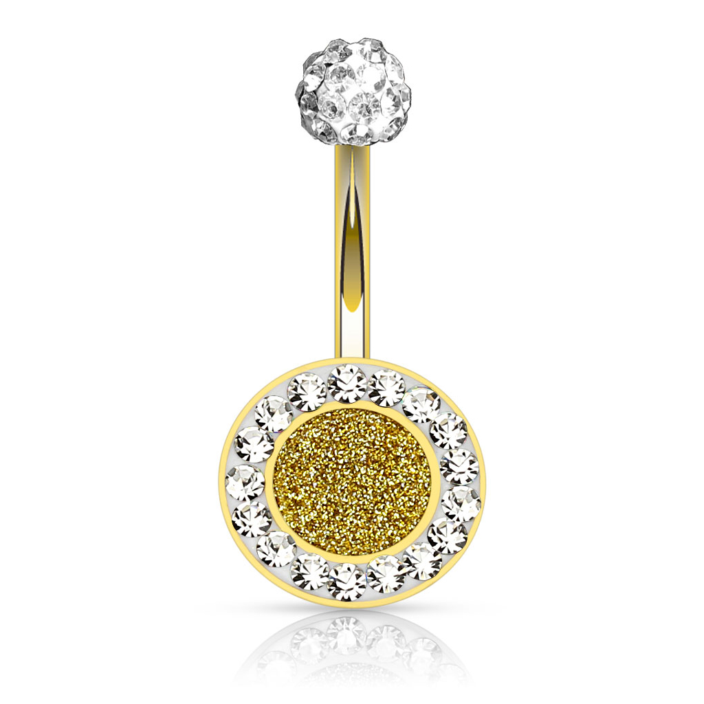 Navlepiercing med stener og glitter