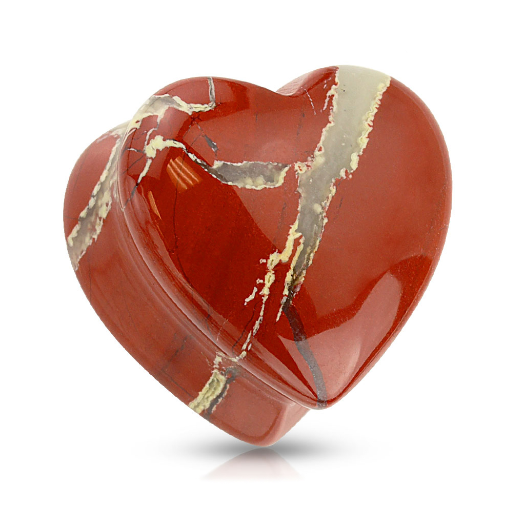 Hjerteformet plugg av rød agat