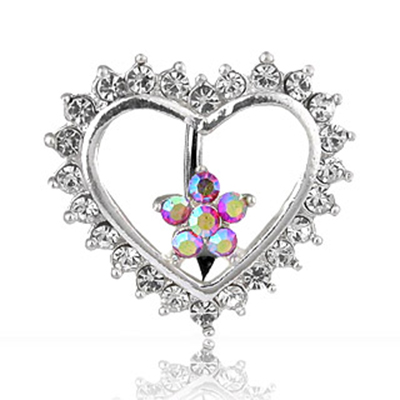 Omvendt navlepiercing med hjerte og blomst