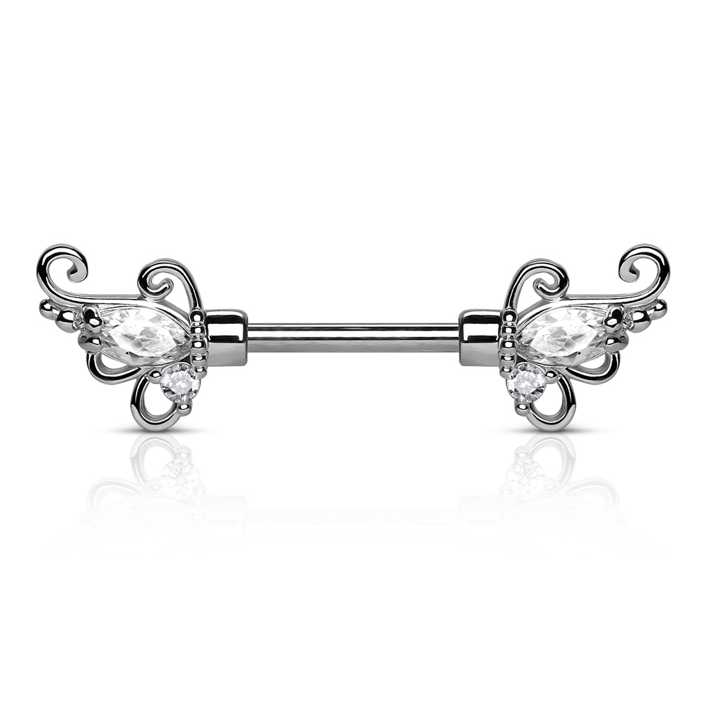 Brystpiercing med vridninger og stener